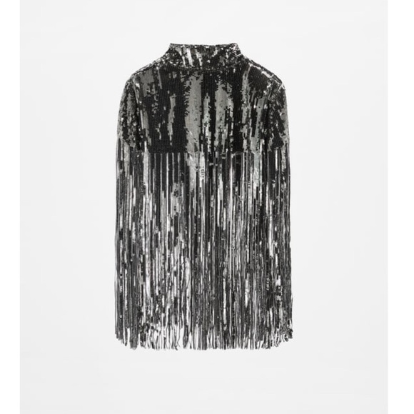 Zara fringe sequin cape / new with tags / sold out item in webpage - Picture 4 of 4